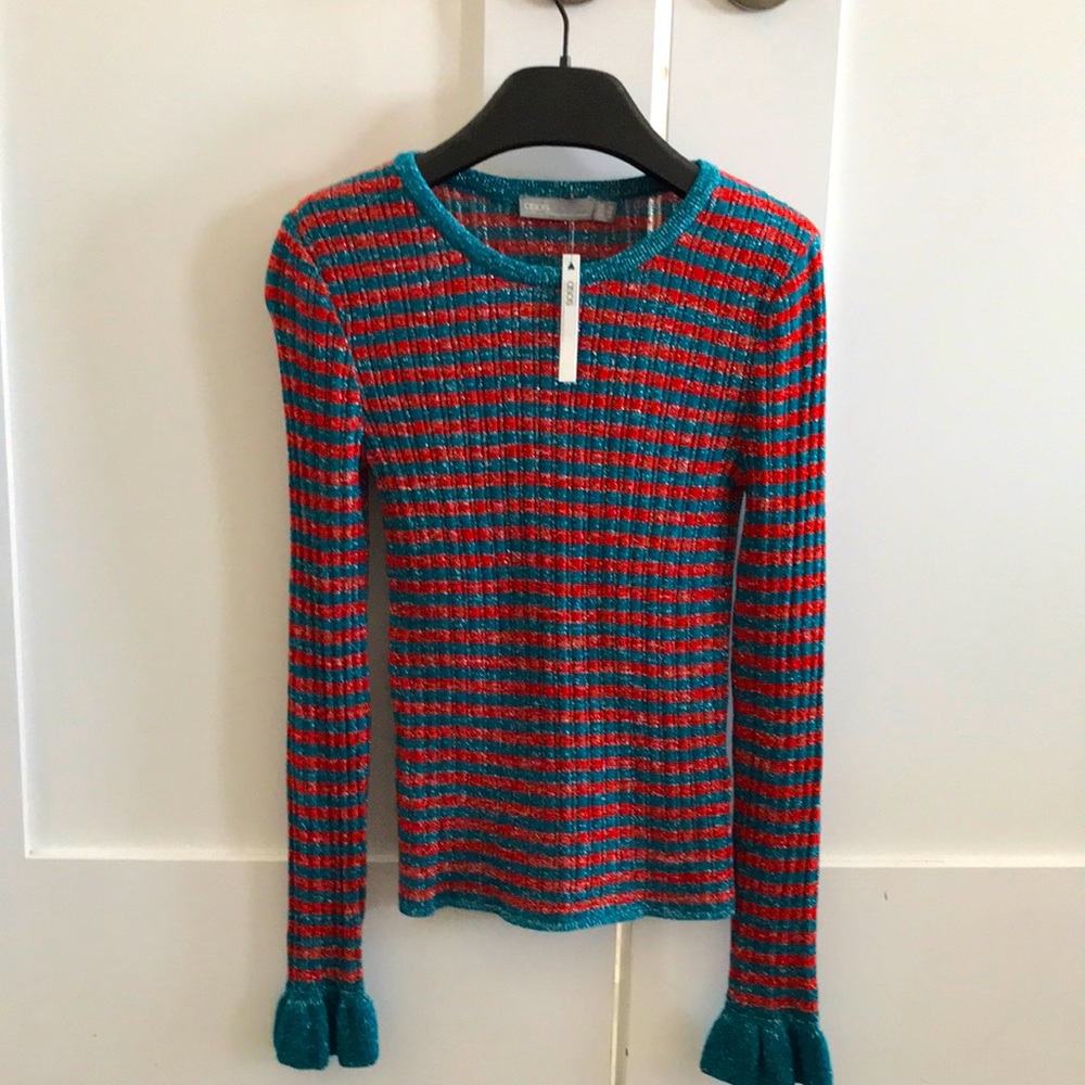 NWT Asos stripe metallic top